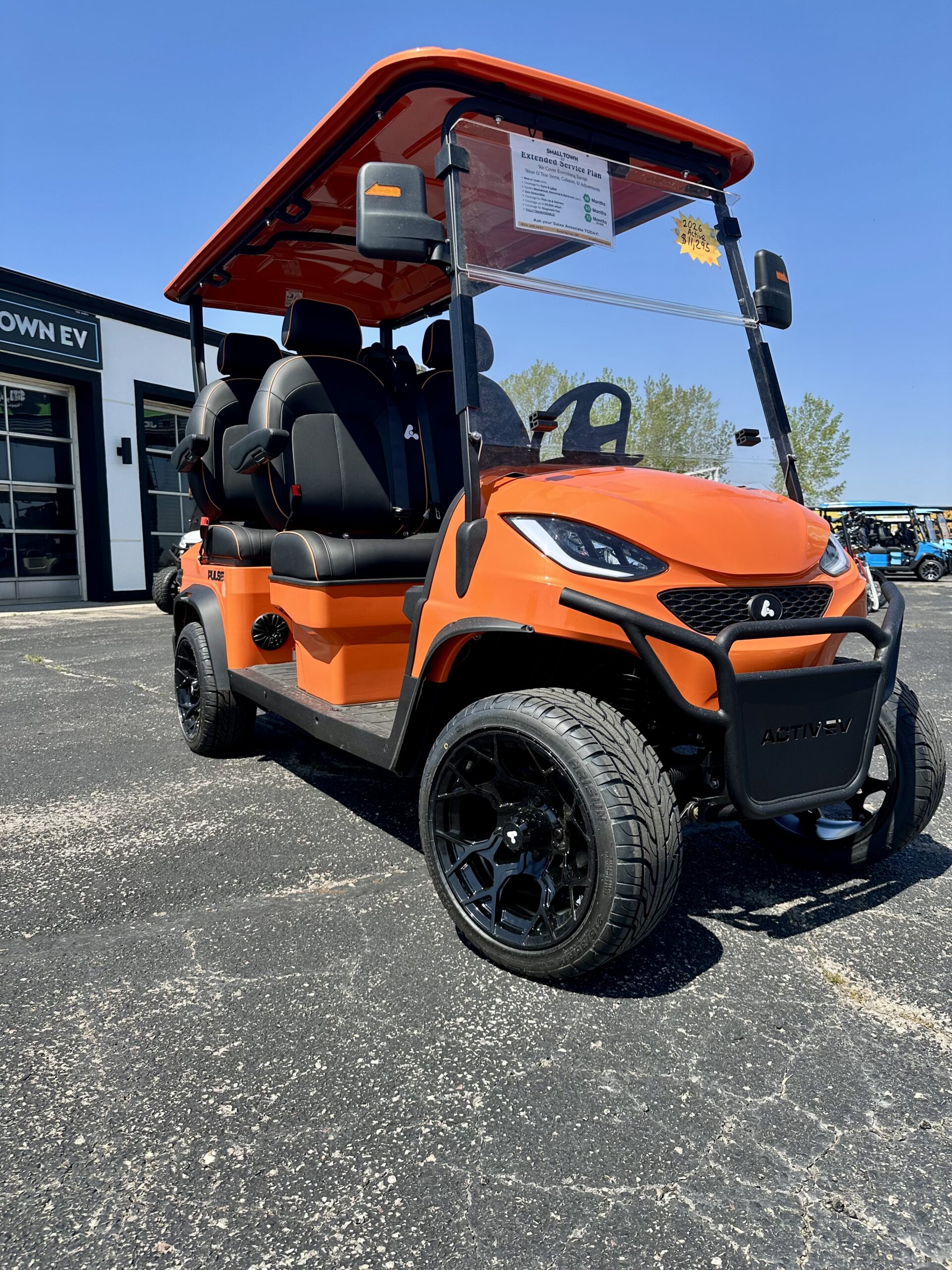 Orange ActivEV Pulse 4 Forward Street Legal LSV Golf Cart